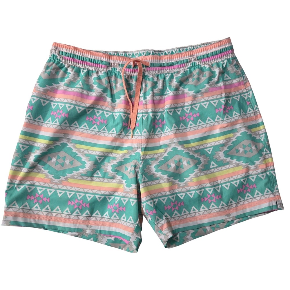 Chubbies Mens Swim Trunks XL Teal Southwestern Geometric 5.5 Inch Inseam Shorts